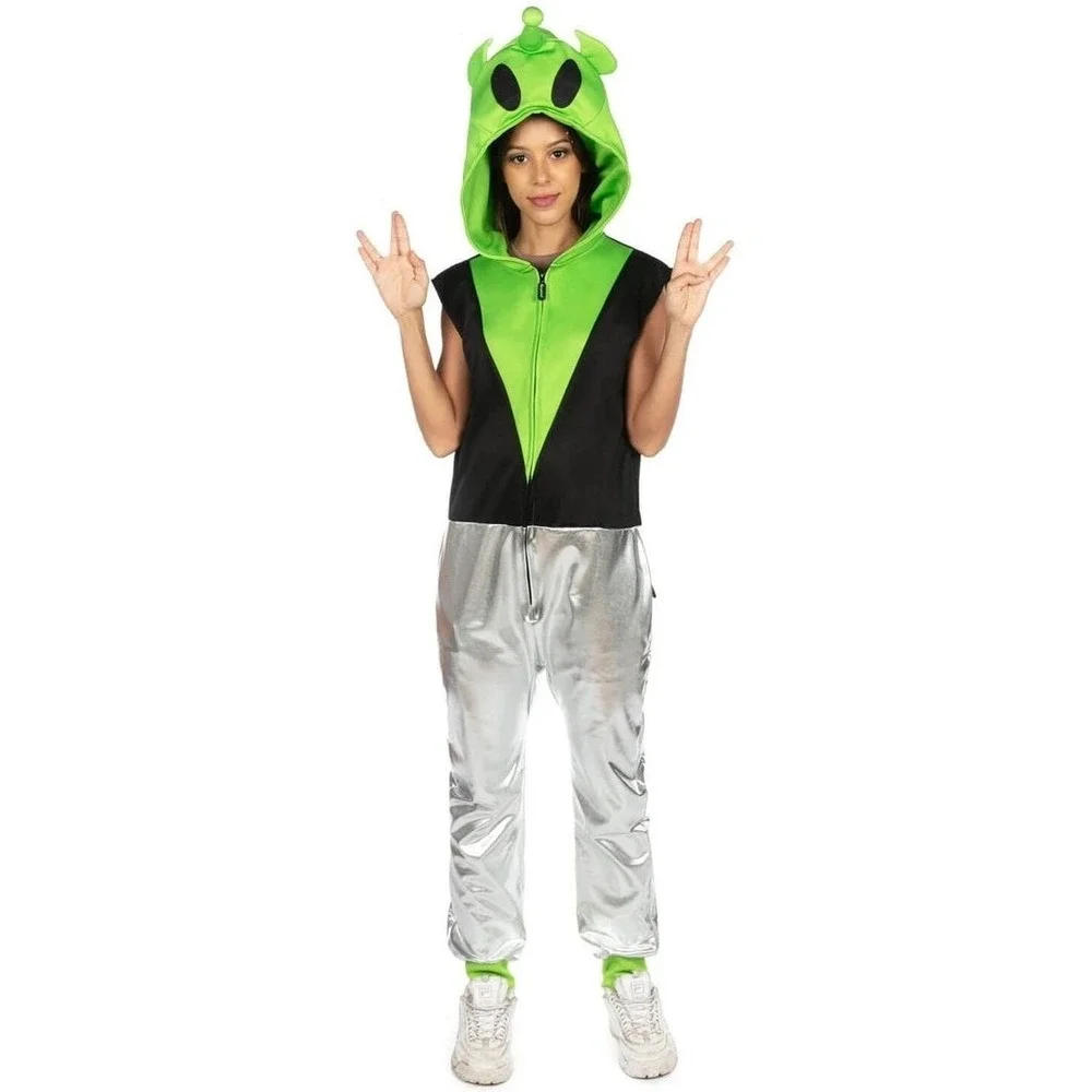 Tipsy Elves Alien Halloween Costume Hooded Jumpsuit Adult 2XL NWT